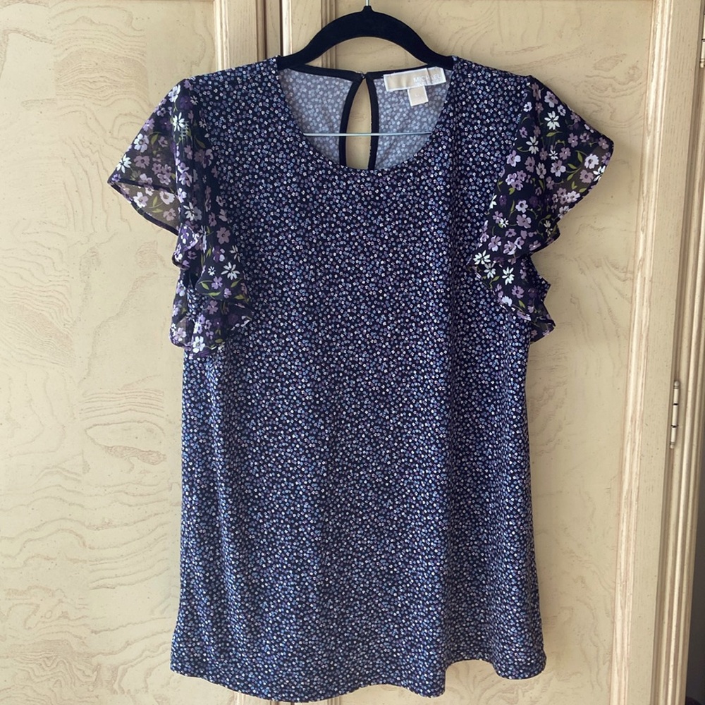 Michael Kors knit top, blue/purple, SZ M, GUC